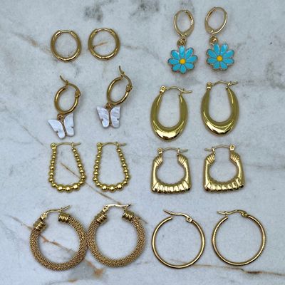 COMBO DE ARGOLLAS ACERO DORADO - Imagen 1