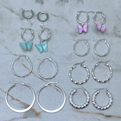 COMBO DE ARGOLLAS ACERO BLANCO - Imagen 1
