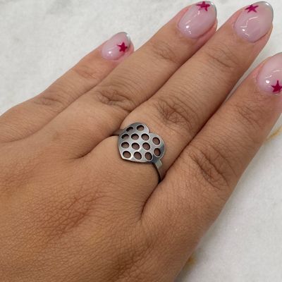 ANILLO CORAZON CON AGUJEROS - Imagen 1