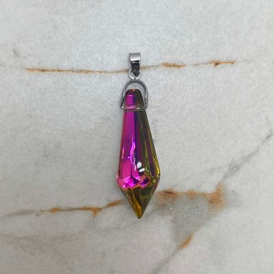 DIJE DE CRISTAL PENDULO LARGO TORNASOL OSCURO - Imagen 1