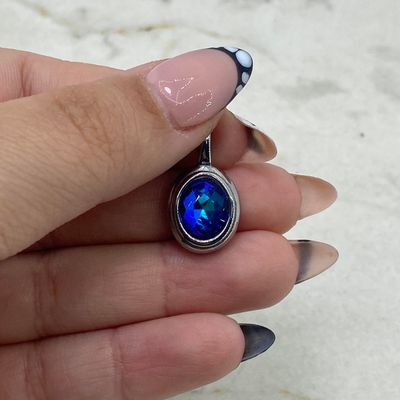 DIJE OVALADO MACIZO CON CRISTAL - AZUL - Imagen 1