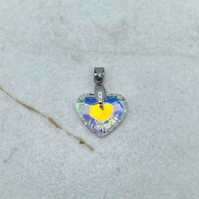 DIJE CRISTAL TORNASOL CLARO - CORAZON ANCHO - Imagen 1