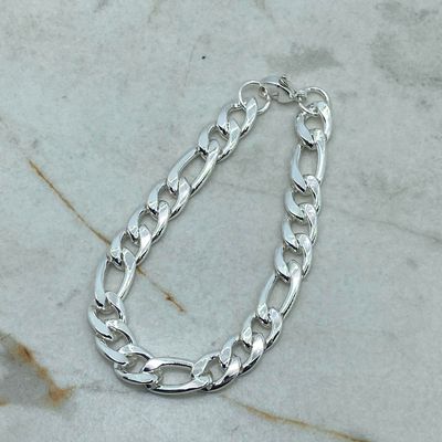 PULSERA ACERO BLANCO CUBANA COMBINADA GRUESA 2,5 mm - Imagen 1