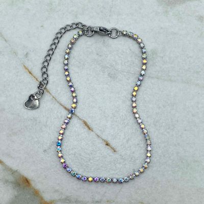 PULSERA ACERO BLANCO FULL CUBICS CHICOS TORNASOL - Imagen 1