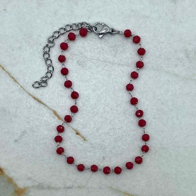 PULSERA CON CRISTALES ROJOS INTERCALADOS - Imagen 1