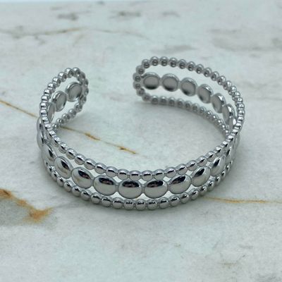 PULSERA ESCLAVA ABIERTA MACIZA - CIRCULOS CHICOS Y GRANDES - Imagen 1