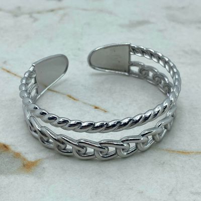 PULSERA ESCLAVA ABIERTA MACIZA - TORZADA Y CUBANA - Imagen 1