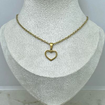 COLLAR ACERO DORADO - CORAZON CALADO - Imagen 1
