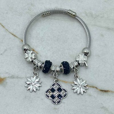PULSERA PANDORA REGULABLE - TREBOL DAMERO - Imagen 1