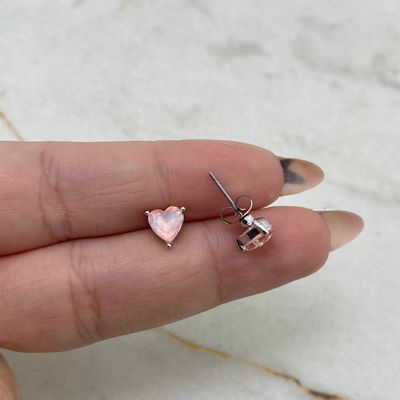 AROS CORAZON DE CRISTAL ENGARZADO - SALMON - Imagen 1