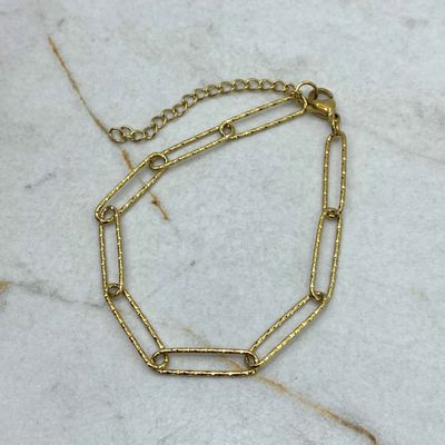 PULSERA ACERO DORADO FORCET GRANDE LABRADO - Imagen 1