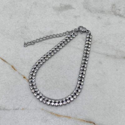 PULSERA DOBLE HILERA FULL CUBICS - BLANCAS - Imagen 1