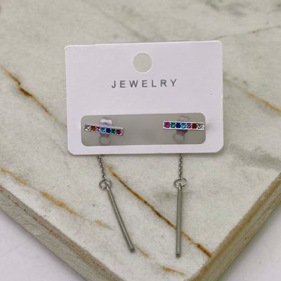 AROS RECTANGULO STRASS COLORES CON BARRA COLGANTE - Imagen 1